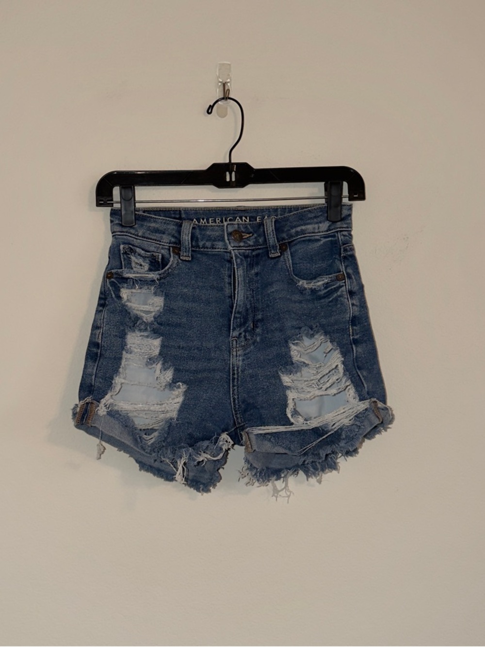 American Eagle Outfitters High-Rise Distressed Denim Shorts